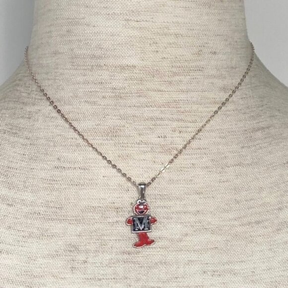Sterling Silver 925 JCM Sesame Elmo Letter M Pendant Necklace 14" Cable Chain - Picture 1 of 16